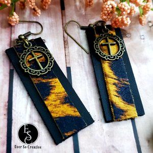 Genuine Leather Earrings: Leopard Print